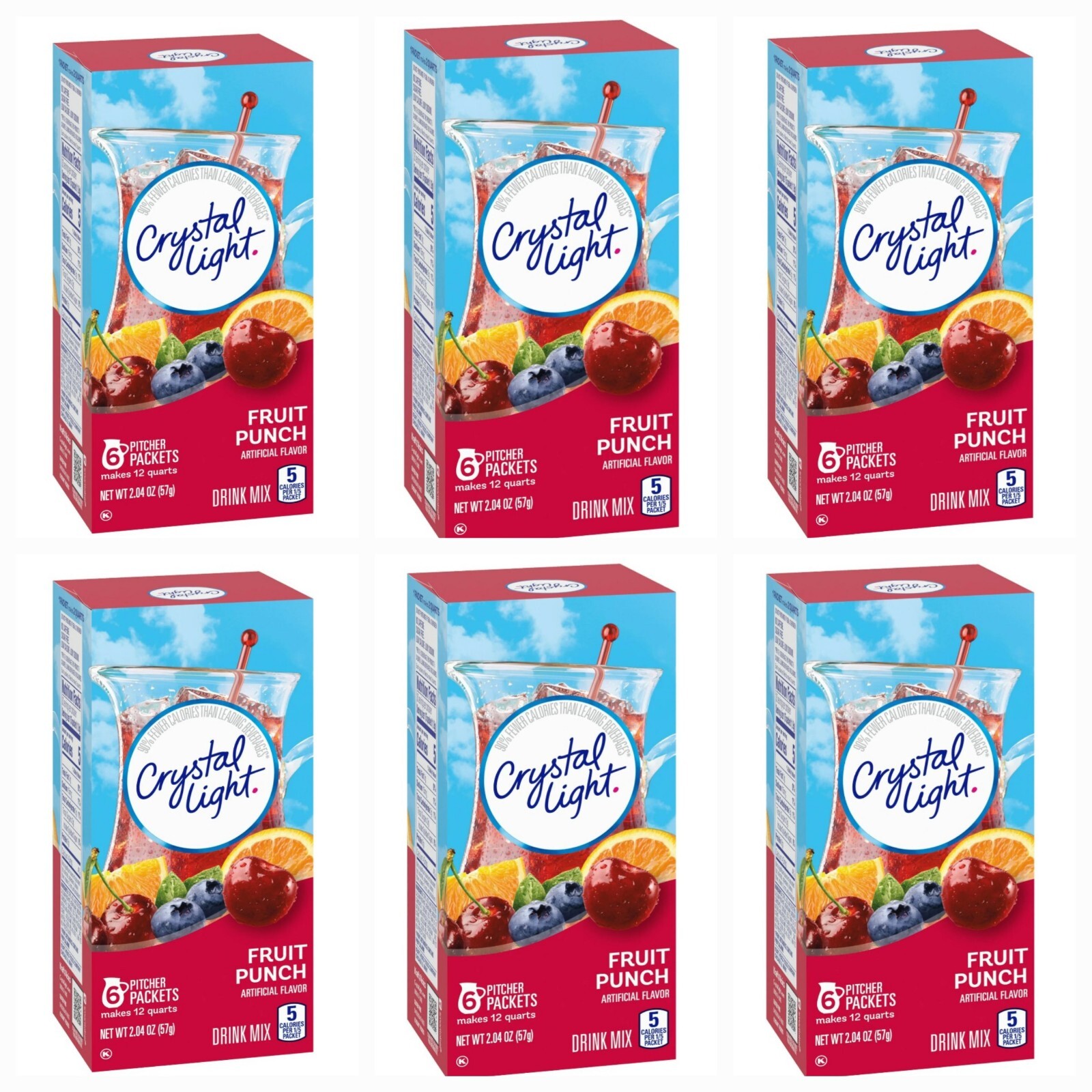 6 Pack Crystal Light Fruit Punch Sugar-Free Drink Mix Pitcher Packets 72 Quarts gallery