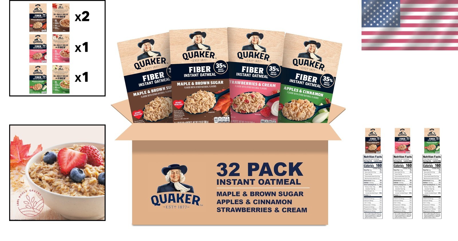 Maple Brown Sugar & More: Fiber Boost Oatmeal Pack-=-` gallery