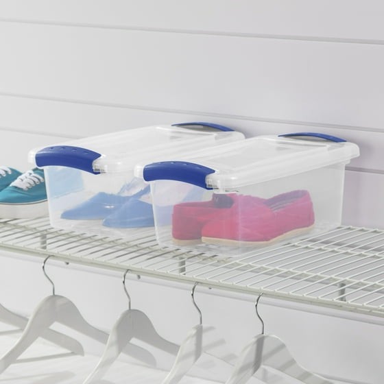 (3 pack) Sterilite 7 Quart Latch Box, Clear Plastic Storage Bin with Lid, Blue gallery