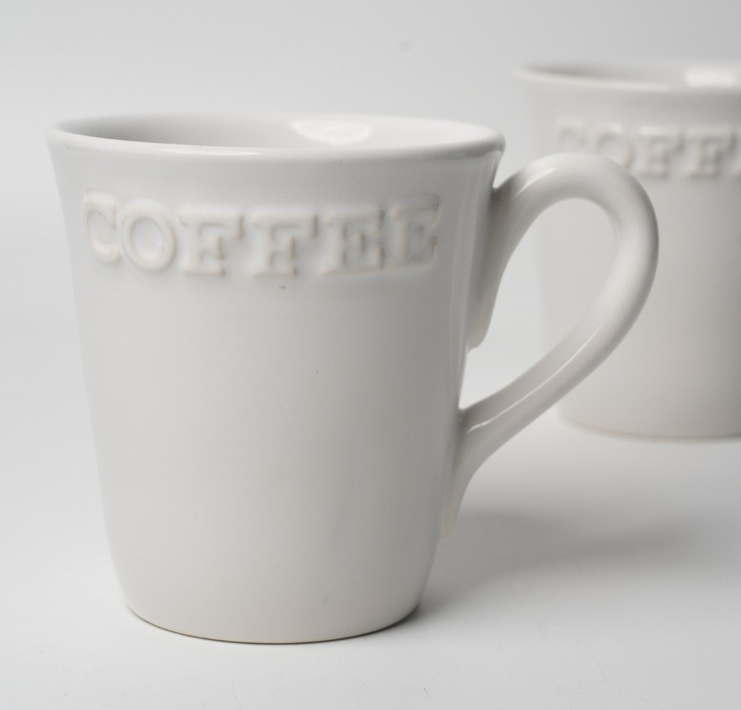 Primagera White Ceramic Embossed Coffee Mug Made in Portugal gallery