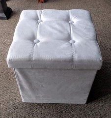 Ivory Microfiber Folding Storage Ottoman Cube 14.5″x14.5″