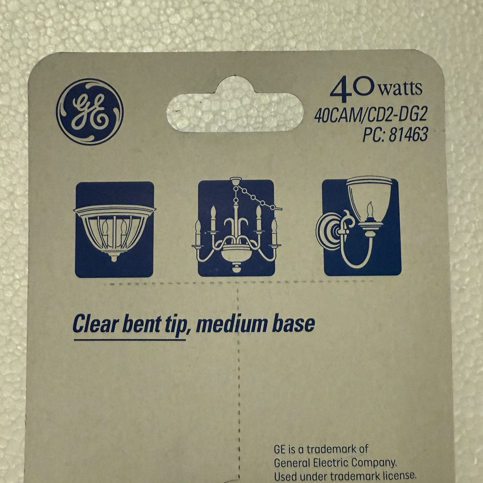 GE Light Bulbs 40Watts Bent Tip Crystal Clear Medium Base Decorative 2-pack NEW gallery
