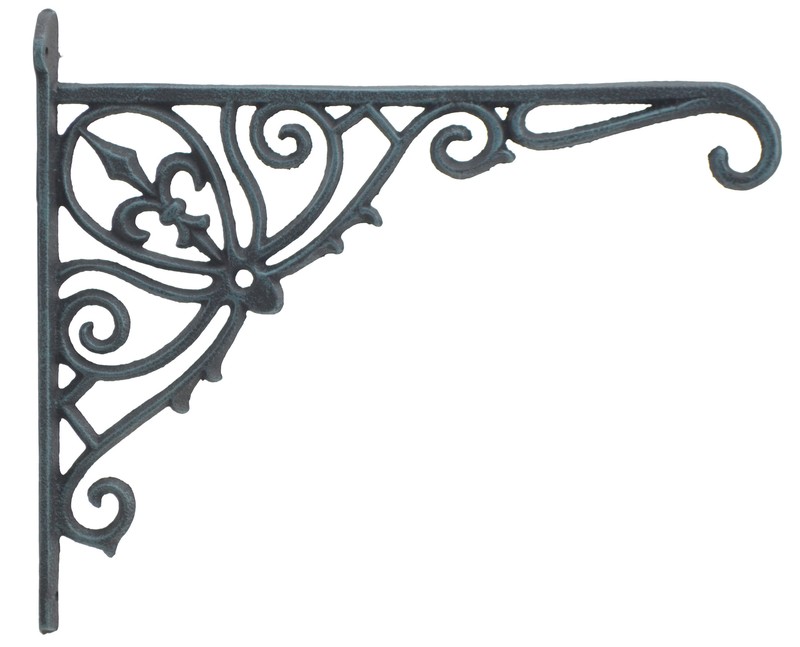 Cast Iron Plant Hanger Bracket 12" Deep Verdigris Green Outdoor Wall Mount Hook gallery