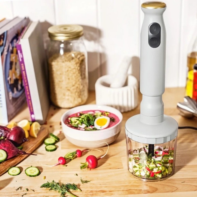 2-Speed Immersion Blender with Chopper & Measuring Cup, White Icing gallery