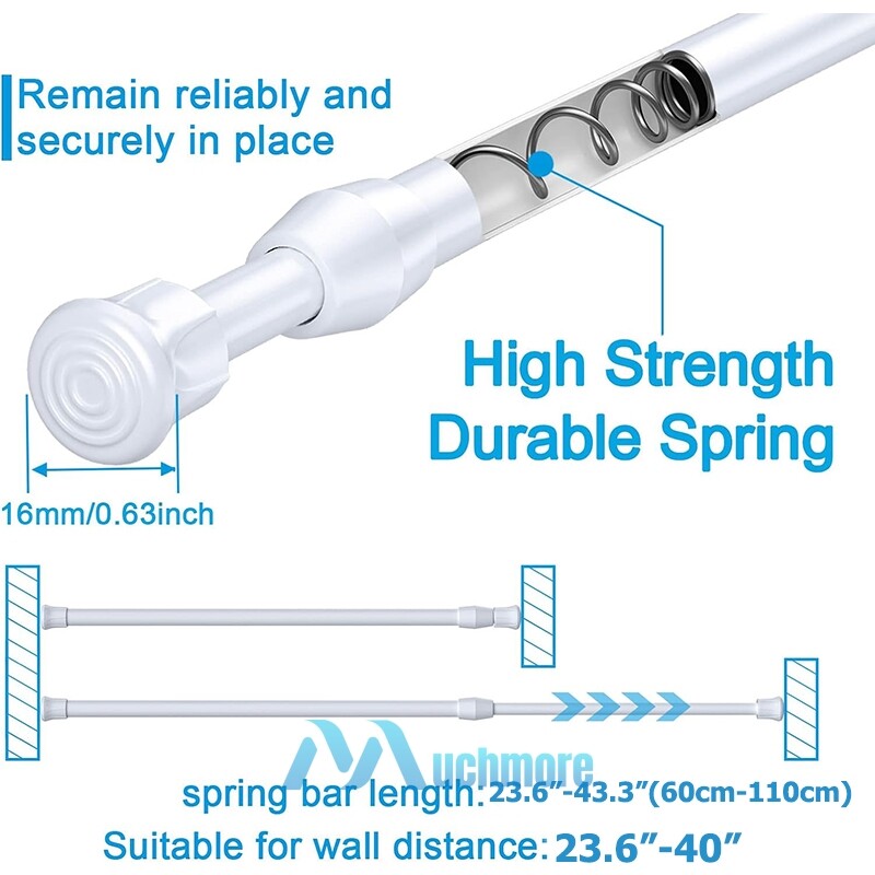 2~4Pack Adjustable Spring Load Tension Curtain Rod Telescopic Steel Pole 23-43in gallery