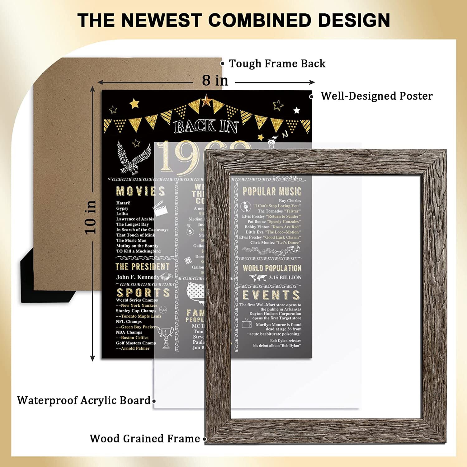 Birthday Party Decorations FRAMED- 8" x 10" With Gift Box Poster, For Men Women gallery