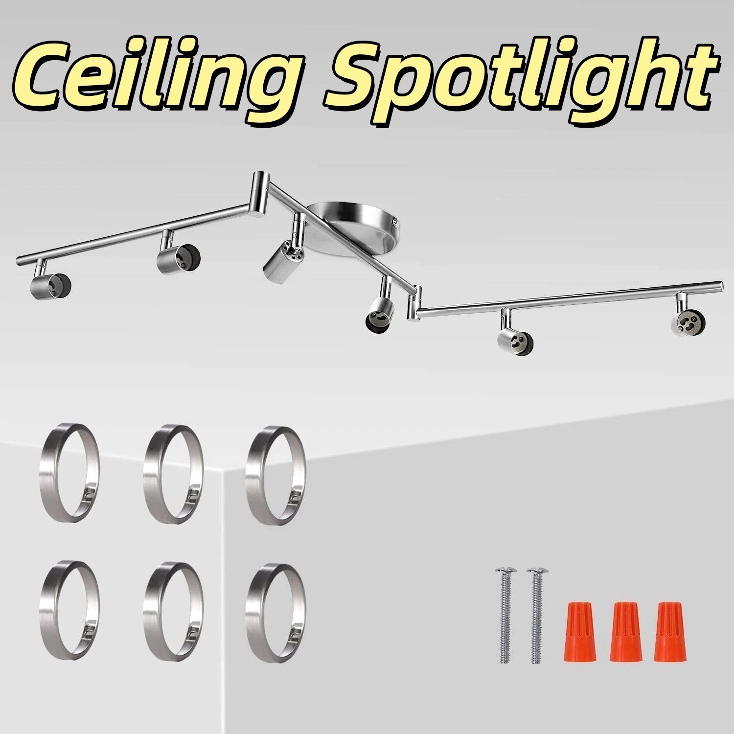 6 Track Light Kit 6 Way Adjustable Modern Ceiling Spotlights(Bulbs not Included) gallery