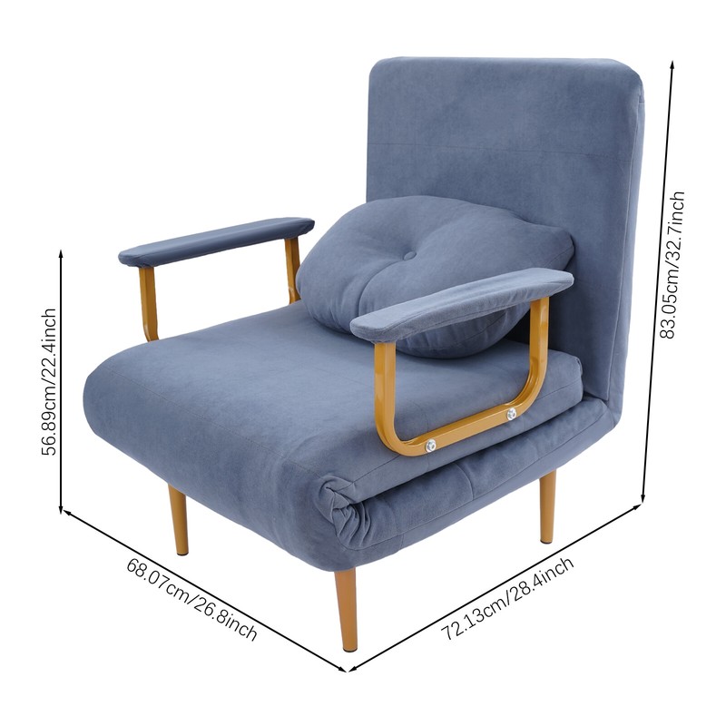 Convertible Sofa Bed Folding Sofa Bed w/ Pillow & 5-Position Adjustable Backrest gallery