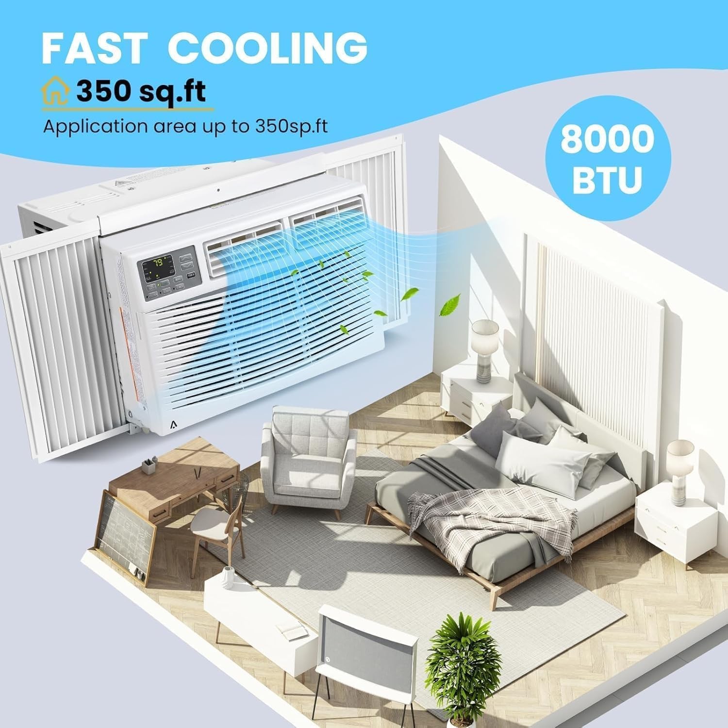 8000BTU 5-In-1 Window Air Conditioner AC Unit up to 350 Sq. Ft. Remote Control gallery