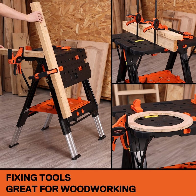 Pony Portable 2-in-1 Folding Work Table Workbench Sawhorse 1000lbs Load Capacity gallery