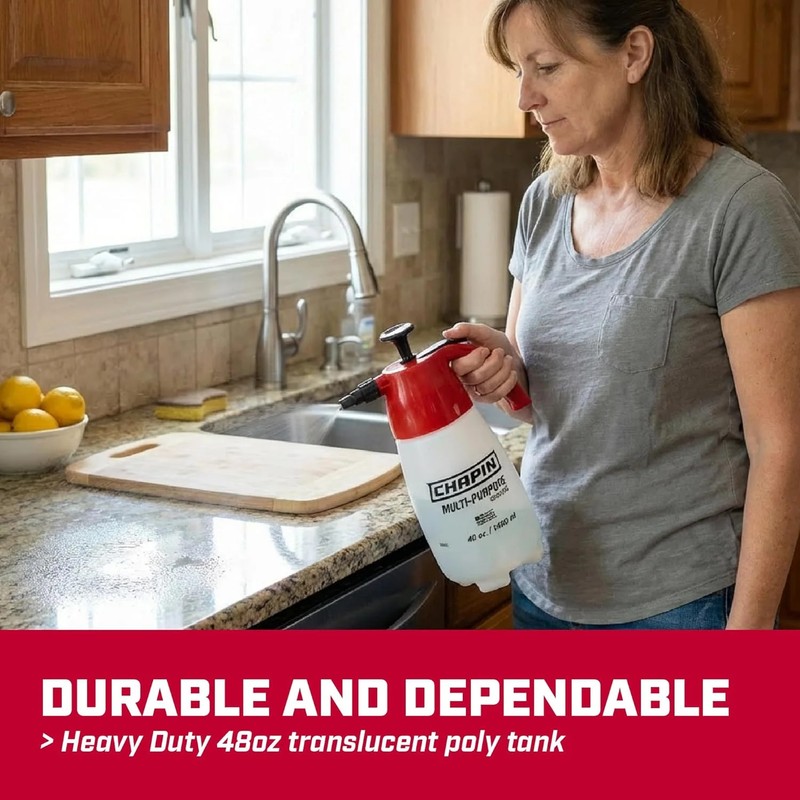 Handheld Pump Sprayer, 48oz, Multi‑Purpose, Lawn & Garden, Translucent Poly Tank gallery