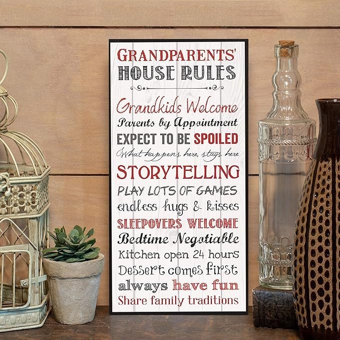 Grandparents House Rules Mounted Print Wooden Family Wall Art Sign 12x6 Inch gallery