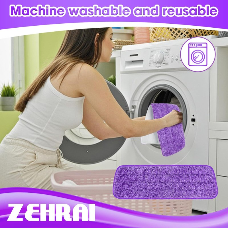 6 Pack Reusable Microfiber Mop Pads for Swiffer PowerMop, 13-16 Inch Spray Mo... gallery