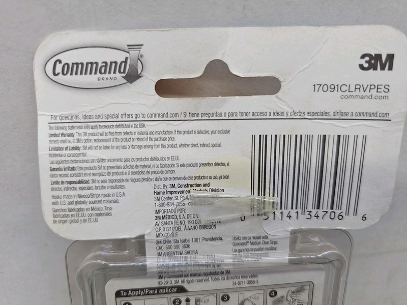 4-Pk 3M Command Clear Medium Hooks, Clear, Holds 2 lb, 6 Hooks, 12str [B1] gallery