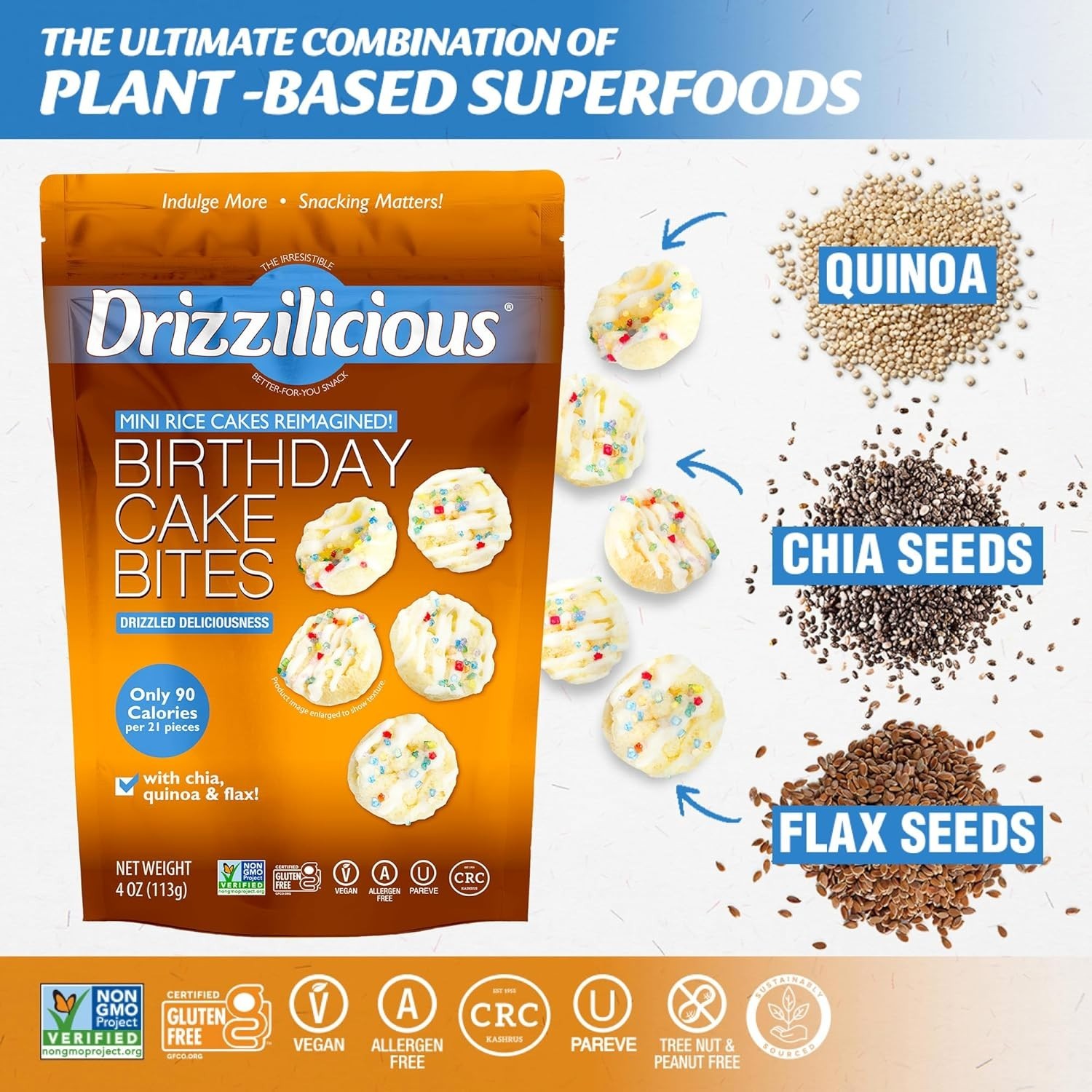 Drizzilicious Mini Flavored Rice Cakes Birthday Cake - 4oz (Pack of 2) gallery