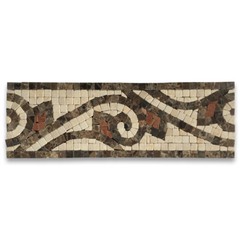 B0039PT Marble Mosaic Border Listello Accent Tile Waltz Beige 4×12 Polished