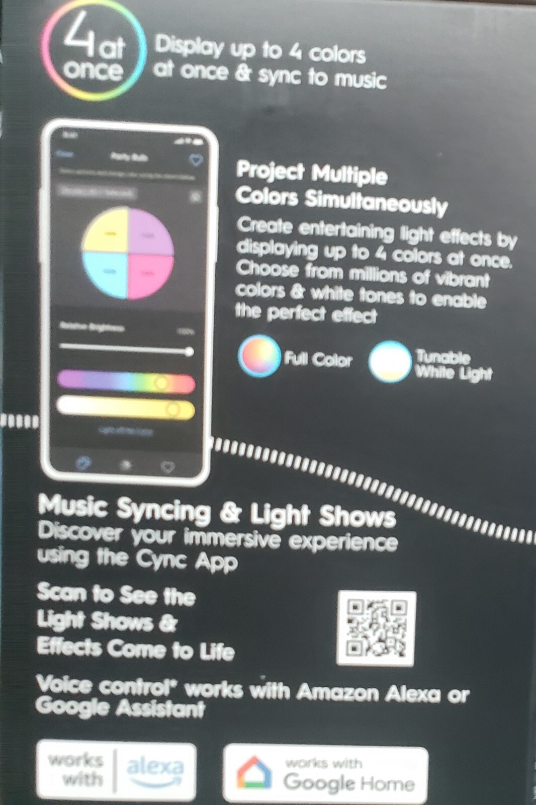 Cync Dynamic Effects Smart Bulb, 4 At Once, Indoor Floodlight, Dimmable With App gallery