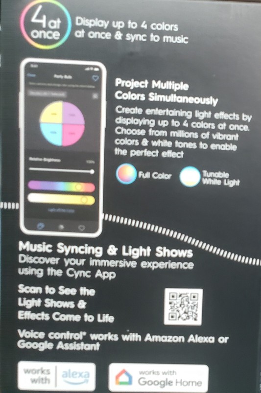 Cync Dynamic Effects Smart Bulb, 4 At Once, Indoor Floodlight, Dimmable With App gallery