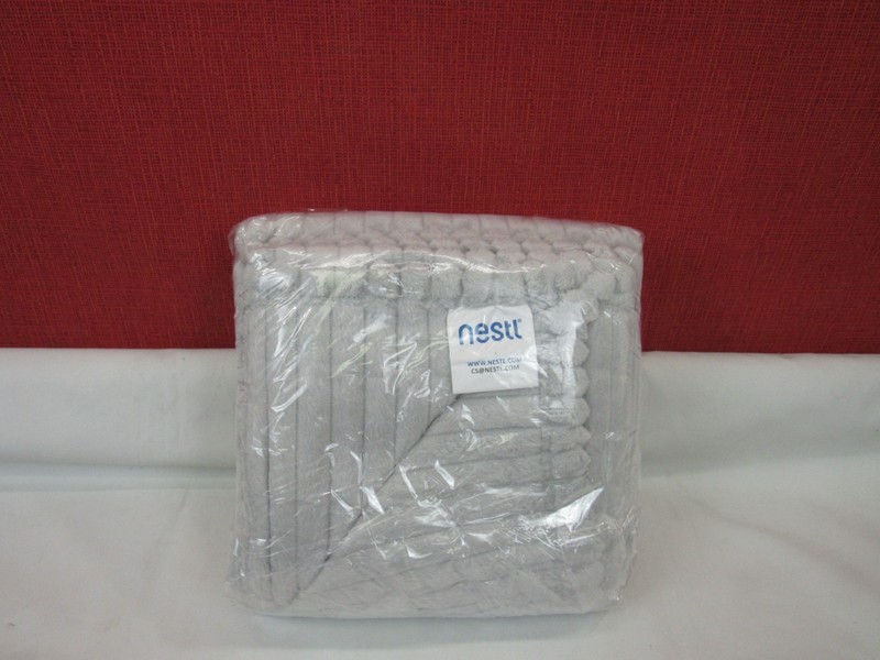Nestl Cut Plush Lightweight Super Soft Luxury Bed Throw, 50" X 60"-Light Grey gallery