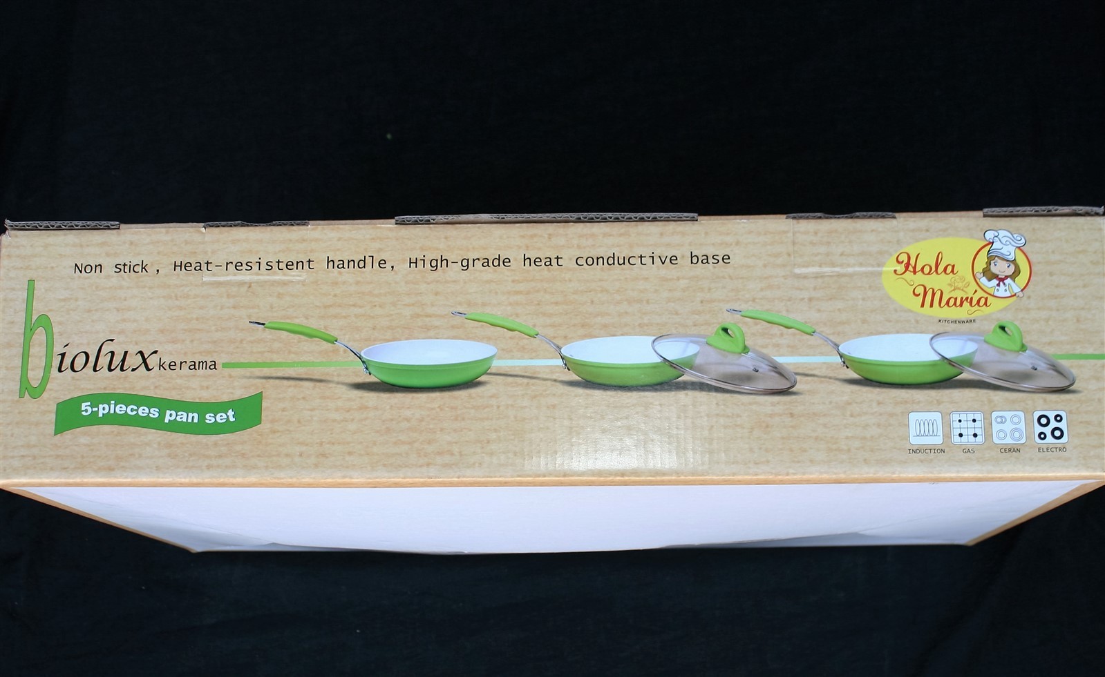 5pc Set Non-stick Frying Pan Ceramic Coating Lotus Effect Biolux Kerama Lot gallery