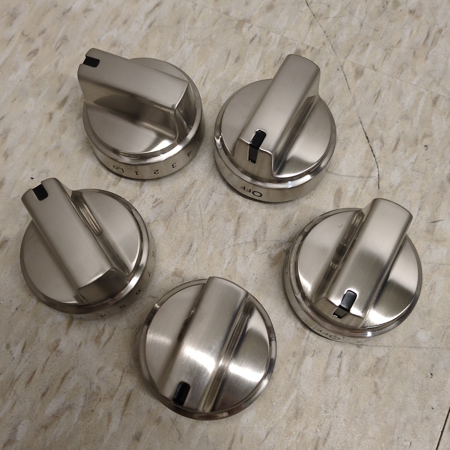 Qty 5 Stainless Steel Control Knob Compatible with GE Gas Range Stove WB03X24818 gallery