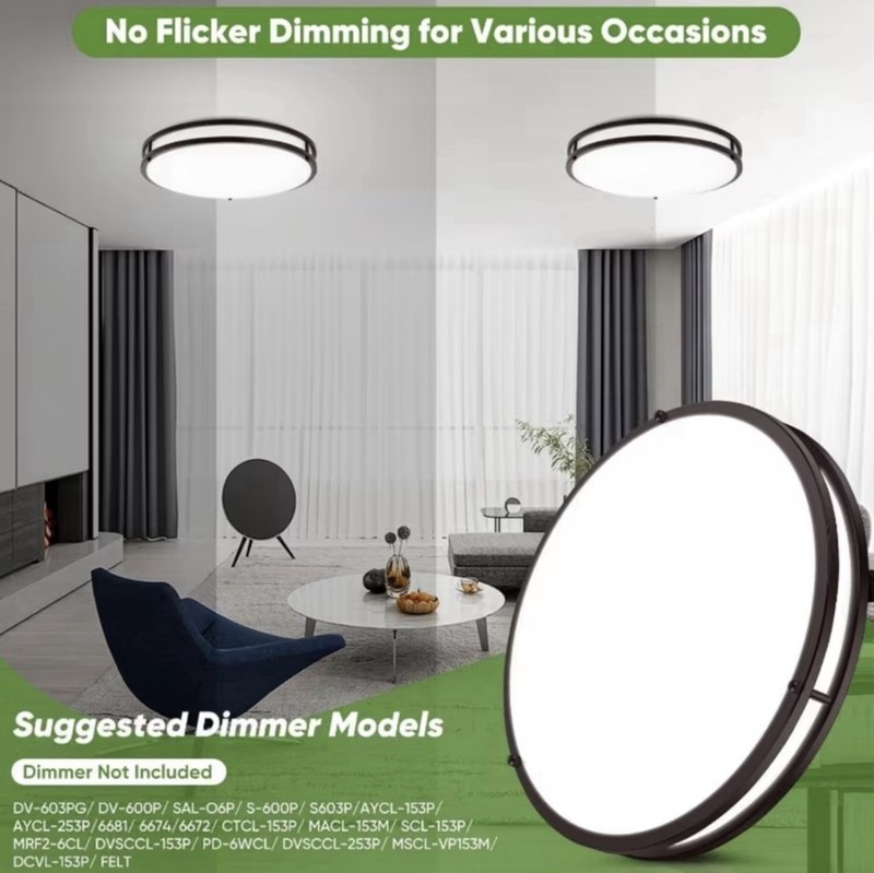 13” LED Ceiling Light 36W Flush Mount 3600LM Dimmable 5CCT Ultra Thin Black gallery