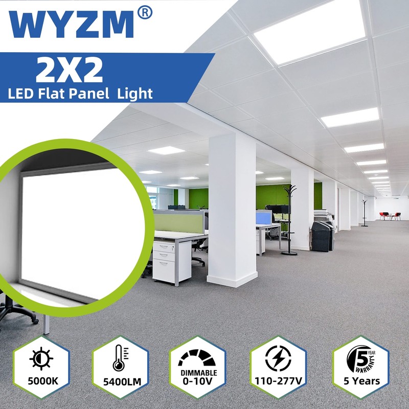 2x2 LED Flat Panel Light 4-Pack, 0-10V Dimmable, Back-Lit 2x2FT LED Panel Lights gallery