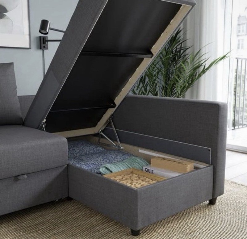 IKEA Sleeper Sofa Bed with Storage, Convertible, Brown, 230x151 cm gallery