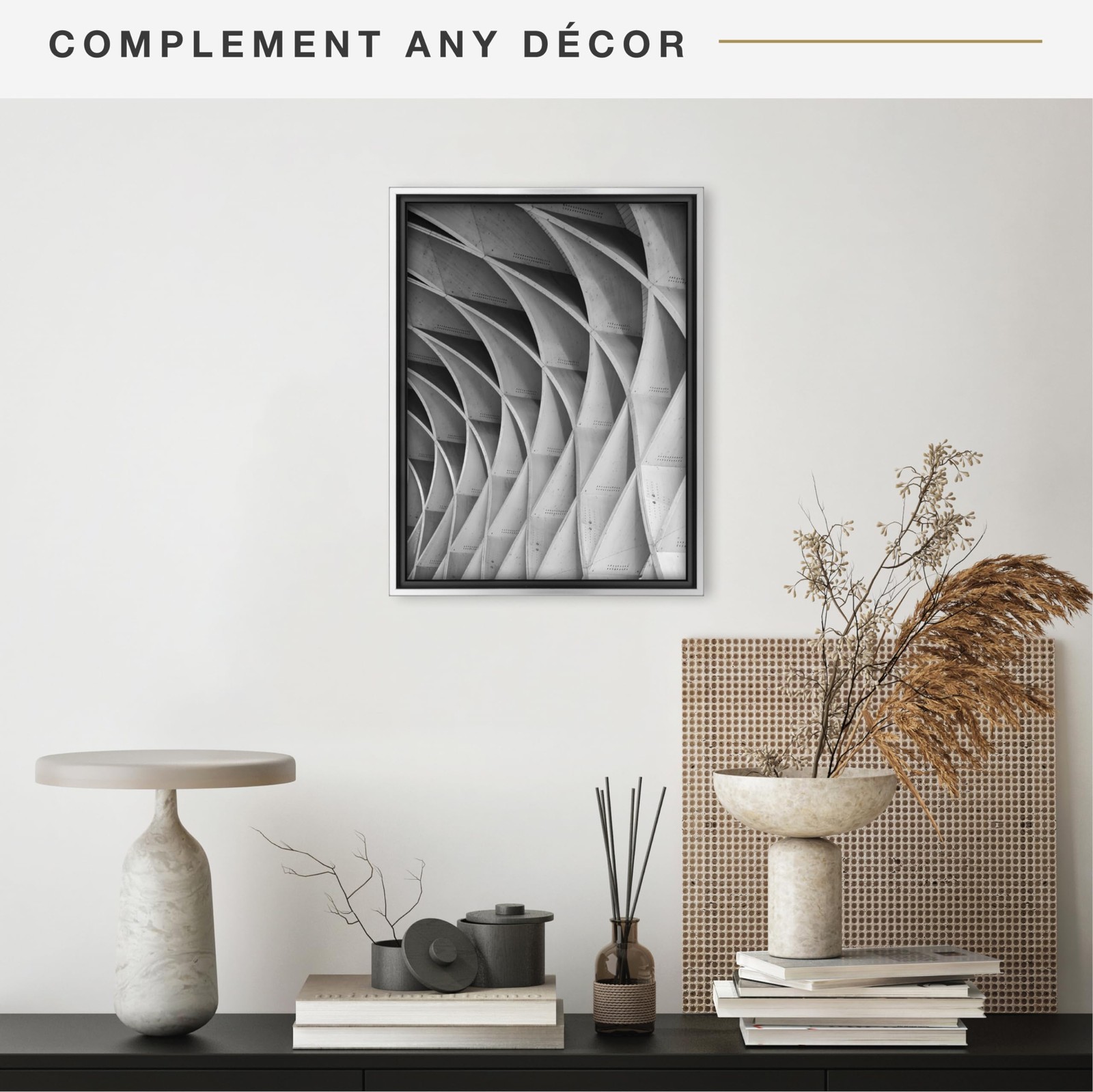 Black Silver Float Frame 12x16, Canvas Hanging Display, Adhesive Back gallery