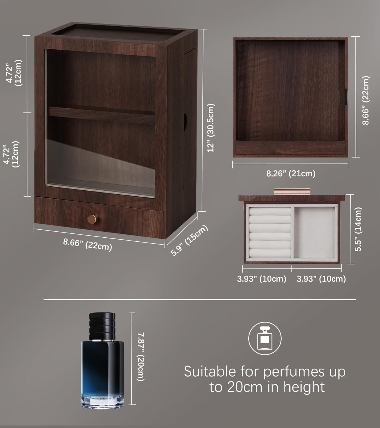 Cologne Storage Organizer with Drawer - Men's Cologne Holder - Stylish Displa... gallery