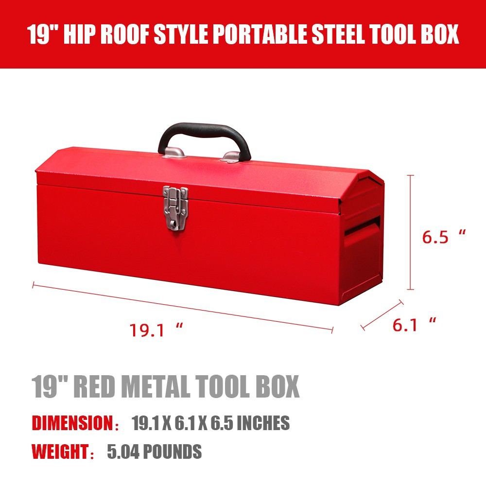 New 19" Portable Metal Tool Box Storage Tray Bin Workshop Tool Parts Organizer gallery