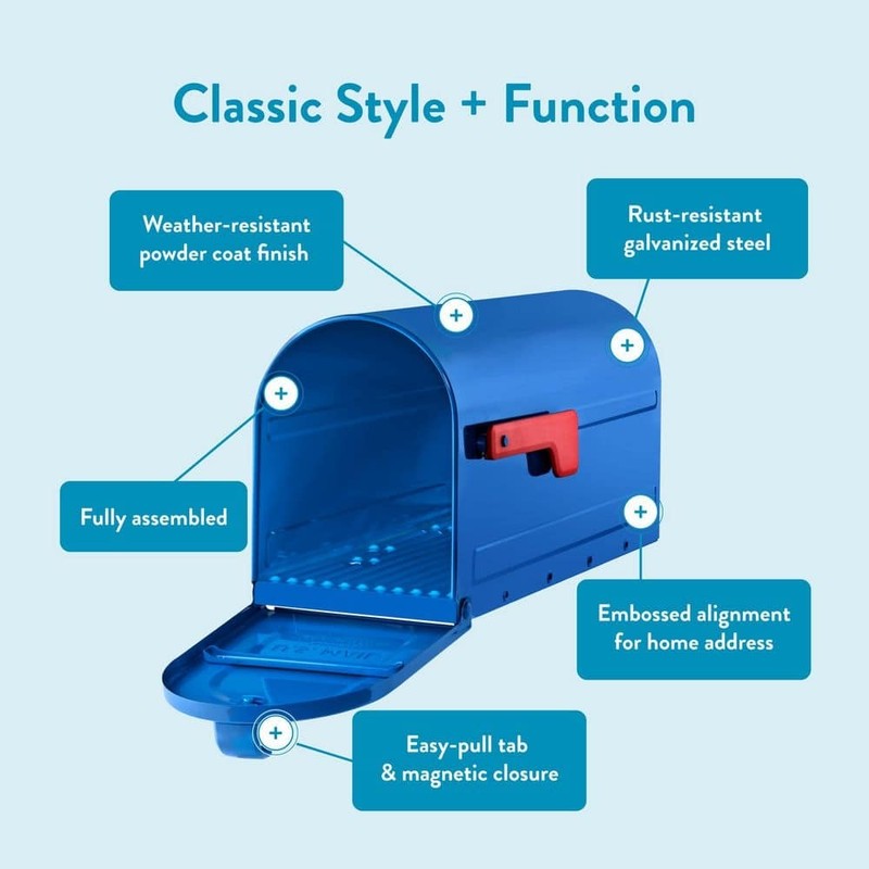 Architectural Mailboxes MB1 Blue, Medium, Steel, Post Mount Mailbox gallery