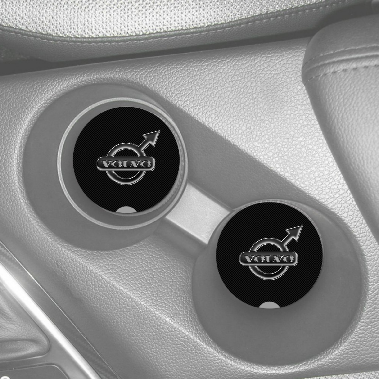 VOLVO GRAY PATTERNED DESIGN CUSTOM SANDSTONE CAR COASTERS ABSORBS SET (2) gallery