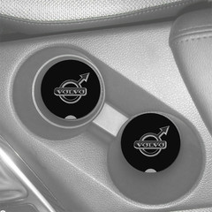VOLVO GRAY PATTERNED DESIGN CUSTOM SANDSTONE CAR COASTERS ABSORBS SET (2)
