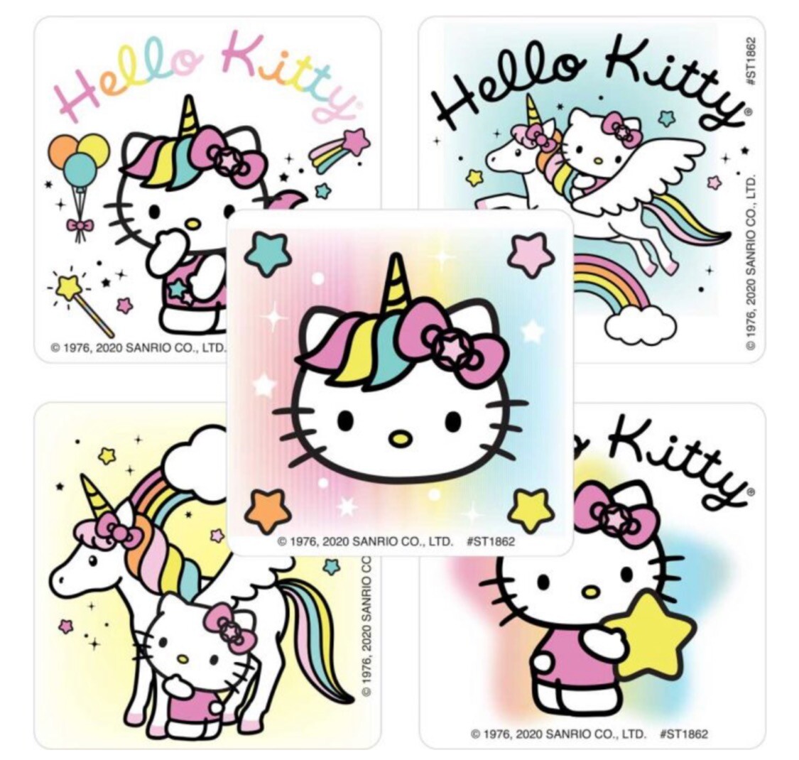 25 Hello Kitty unicorn Stickers Party Favors Teacher Supply Sanrio gallery