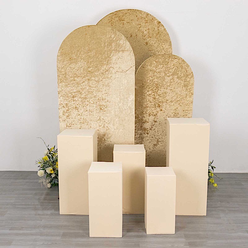 5 BEIGE Fitted Spandex Rectangular Display STAND COVERS Set Decorations gallery