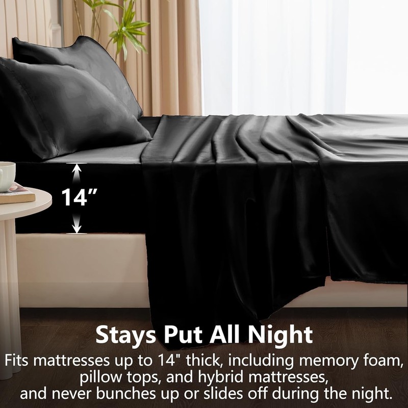 Satin Sheets Queen Size Bed Set - Silky Soft Bedding Similar to Silk, 4 Piece gallery