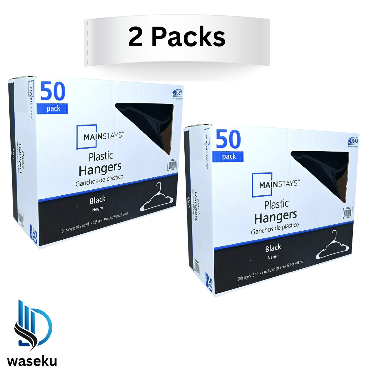 Plastic Clothes Hangers - 50 Pack, Lightweight & Durable - Everyday Use - Black gallery
