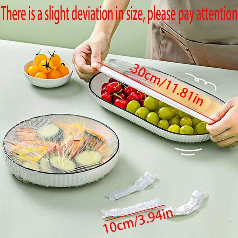 100Pcs Transparent Plastic Wrap for Fruits, Bowls, Cups - Ideal for Kitchen Use gallery