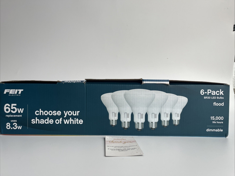 Feit Electric Dimmable LED Bulbs BR30 65W Replacement 6500K 6-Pack gallery
