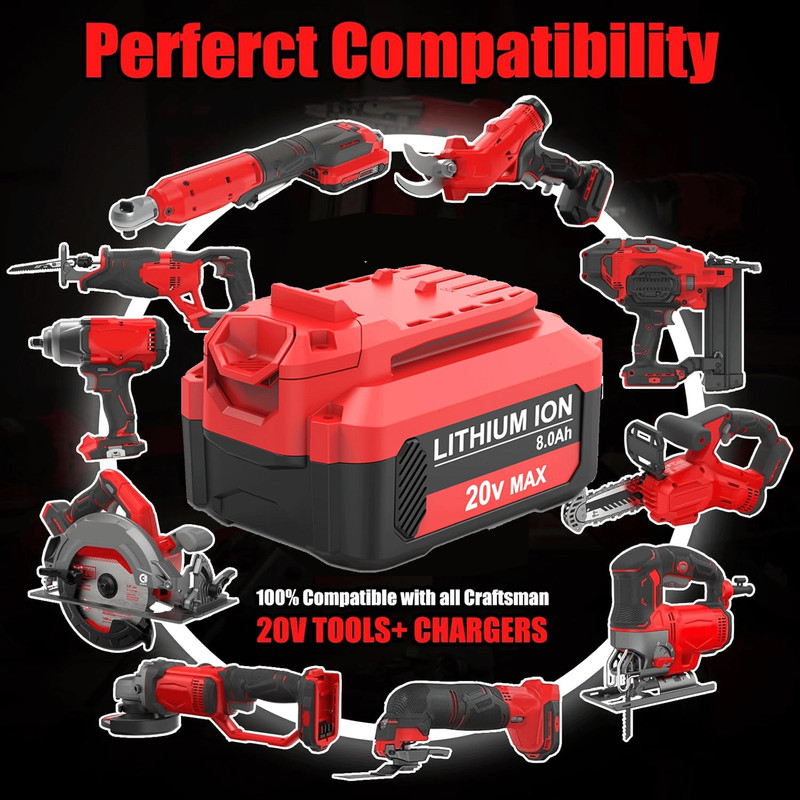 2Pack NEW FOR CRAFTSMAN 20 VOLT MAX 8.0Ah LI-ION BATTERY CMCB204 CMCB202 CMCB201 gallery