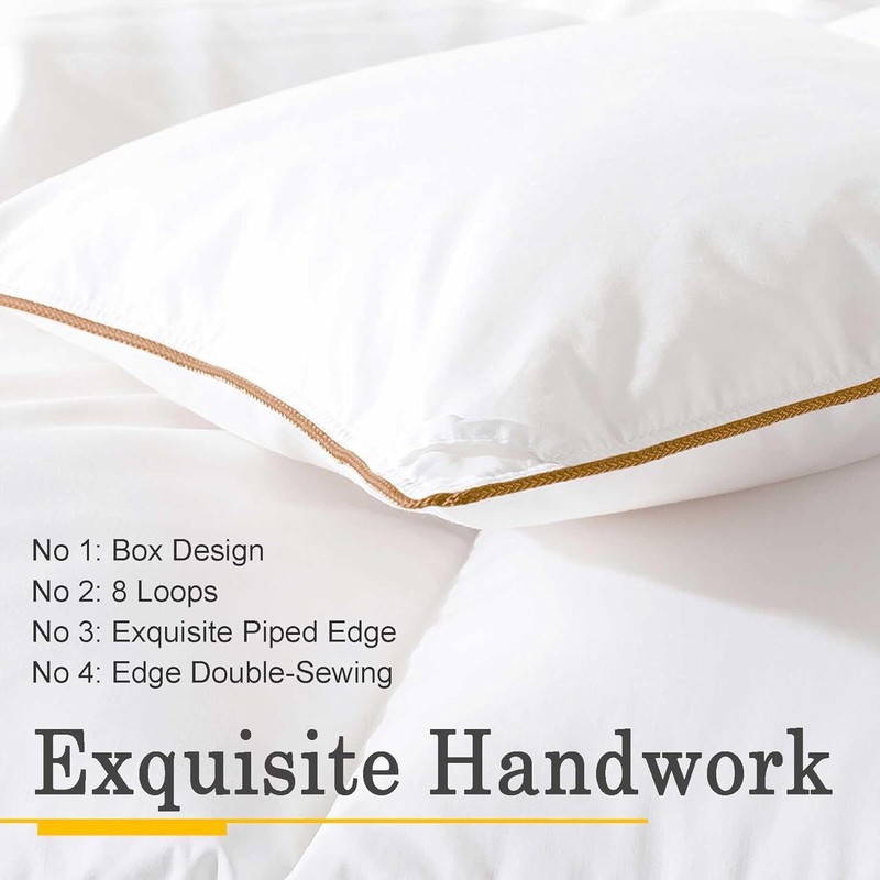 WhatsBedding Puffy White Feather Comforter Oversize King with Feathers Down gallery