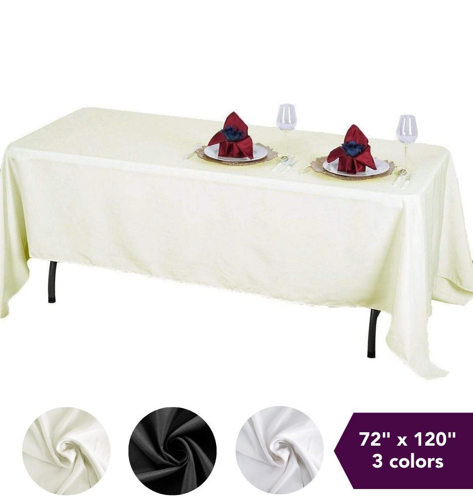 10 pcs 72x120" PREMIUM Polyester RECTANGULAR Tablecloths Catering Quality Linens