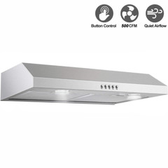 500CFM Kitchen Under Cabinet Range Hood 30 inch Stainless Steel Cook Vent w/LEDs