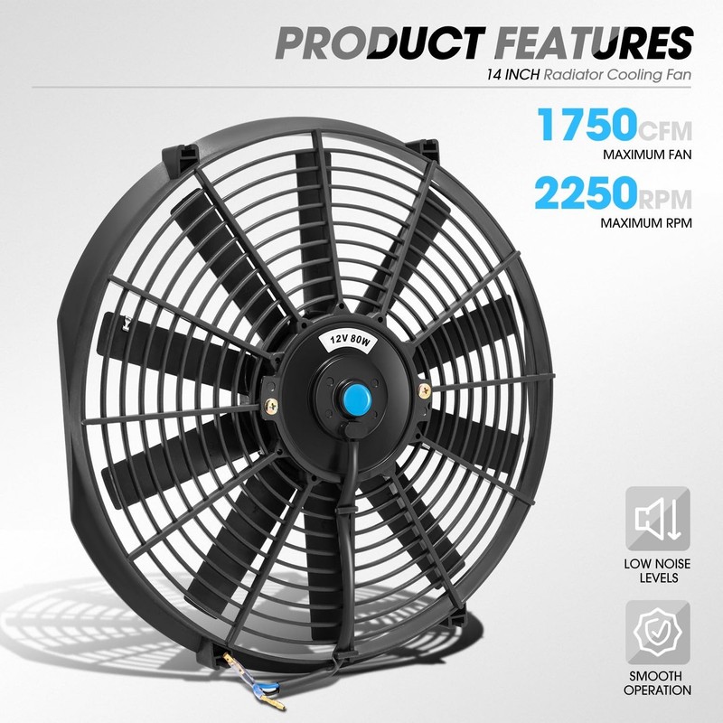DNA MOTORING 14" High Performance Slim Electric Radiator Cooling Fan + Mount Kit gallery