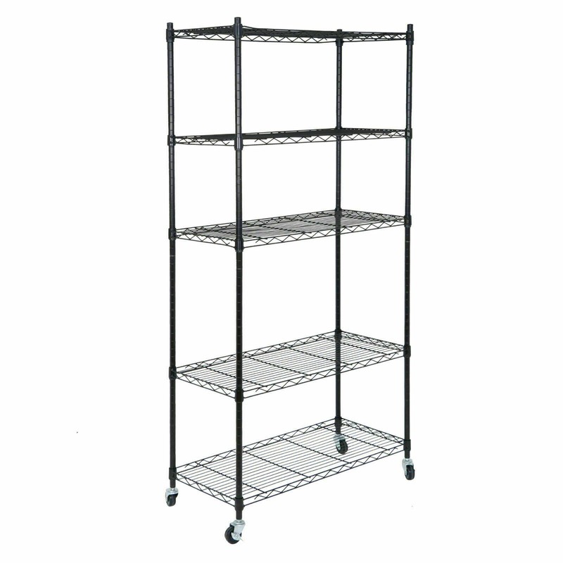 5-Tier Storage Wire Unit Rack Large Space Shelves Rolling with 4 Wheels Casters gallery