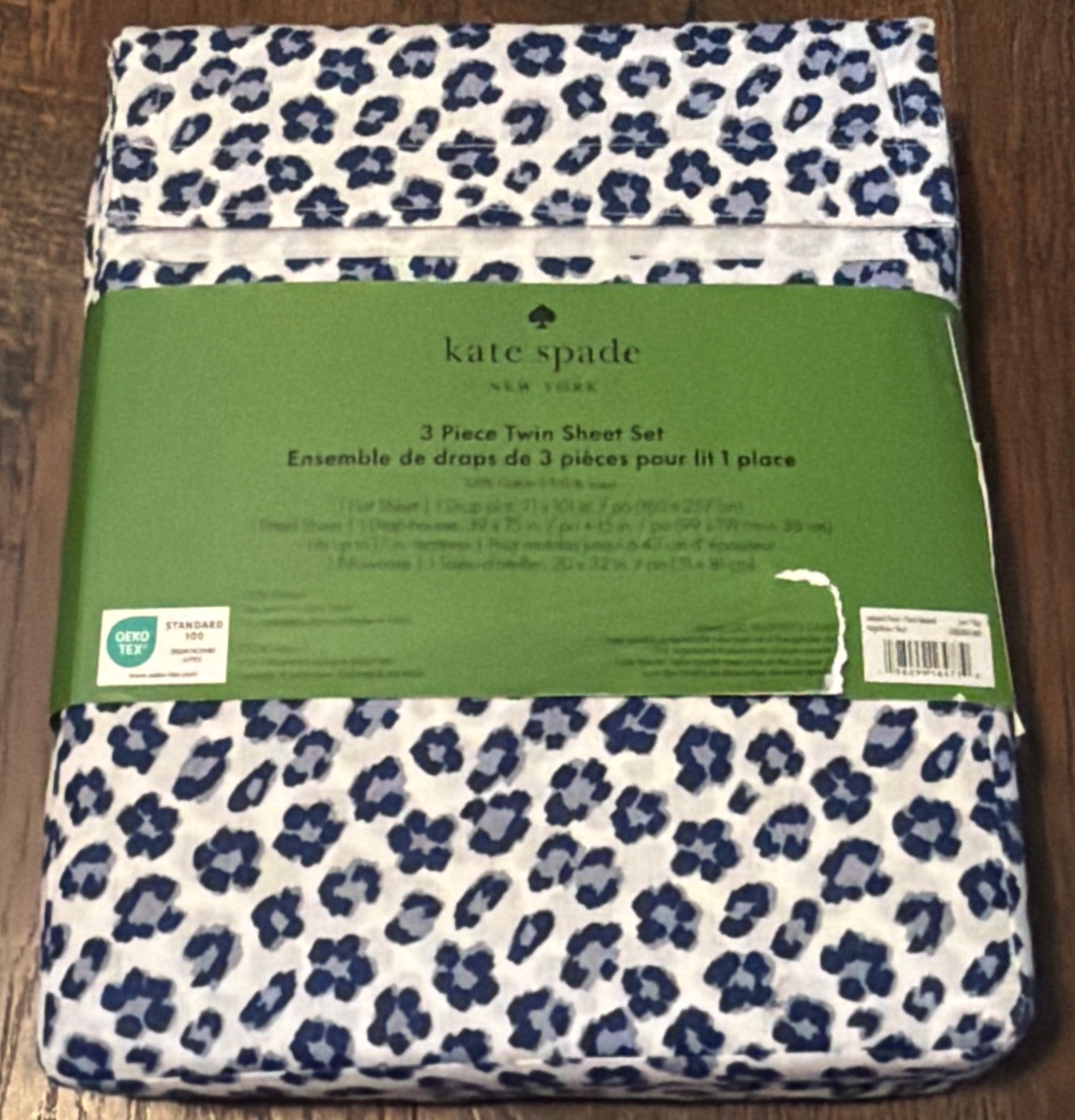 KATE SPADE LEOPARD FLORAL Animal Print Cotton TWIN Sheet Set NEW gallery