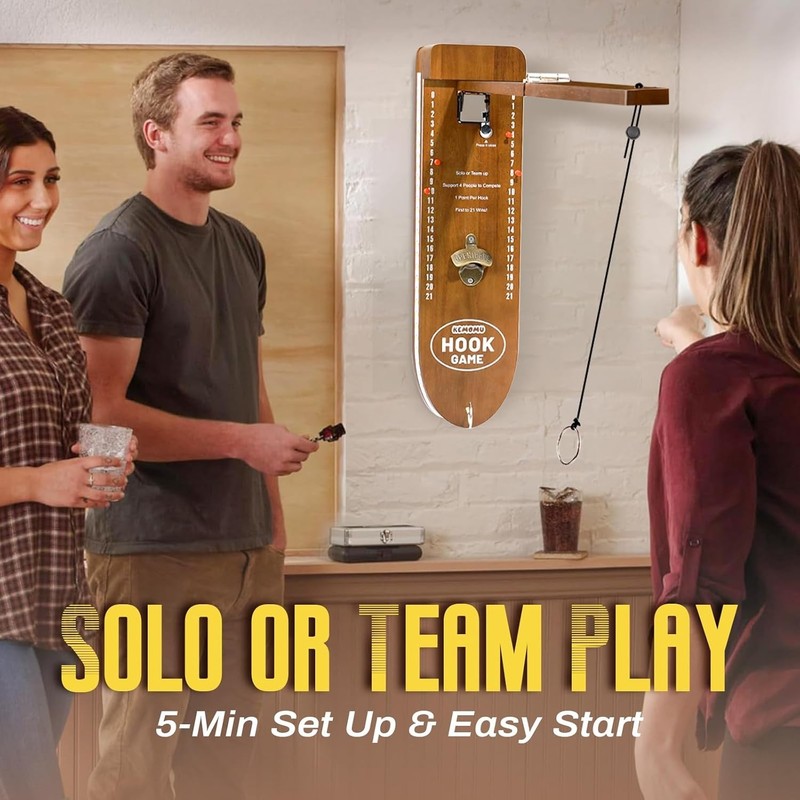 Ring Toss Game, Man Cave Decor, Solid Wood Wall Mounted Hook and Ring Game gallery