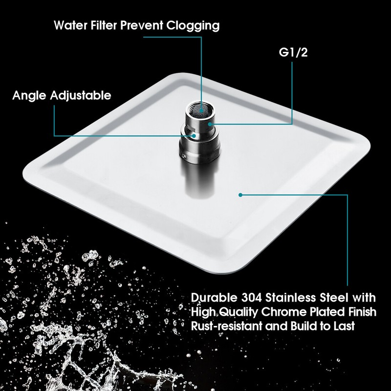 New Rain Shower Head with 10'' Adjustable Extension Arm Combo-Chrome BAS1830-01 gallery