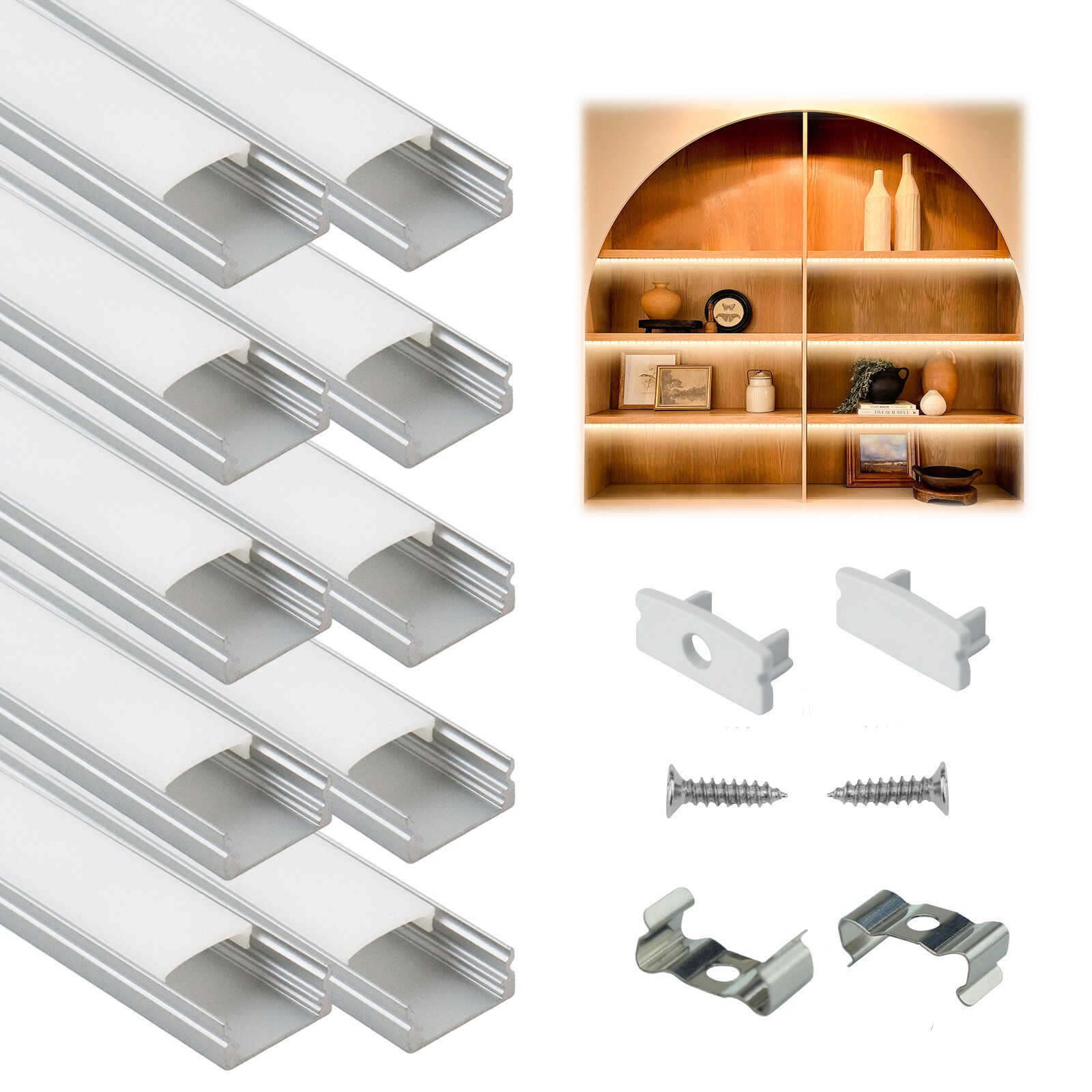 Muzata 10Pack 6.6FT/2M U Shape LED Aluminum Channel with Milky White Cover U1SW gallery
